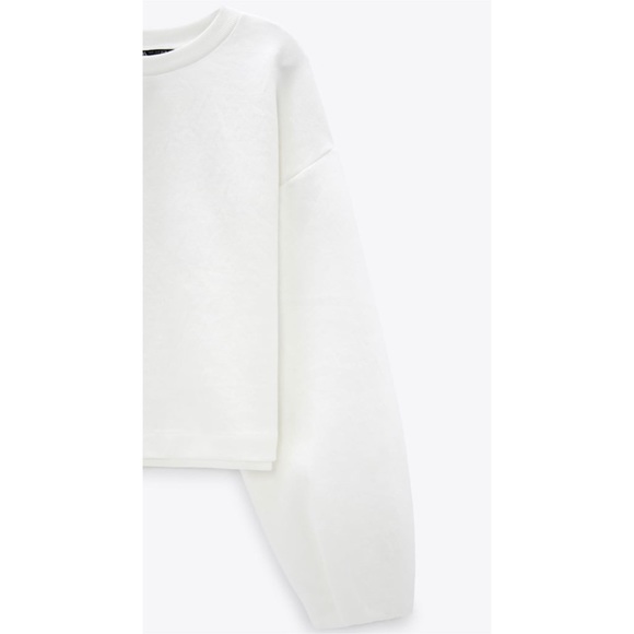 NEW Zara Pleated Cropped Thick Crewneck Sweatshirt - Picture 4 of 4